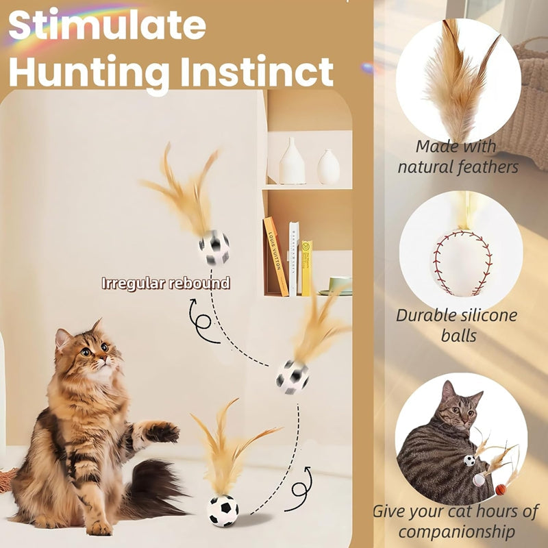 Pet Self Entertainment Feather Bouncy Ball Interactive Toy