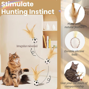 Pet Self Entertainment Feather Bouncy Ball Interactive Toy