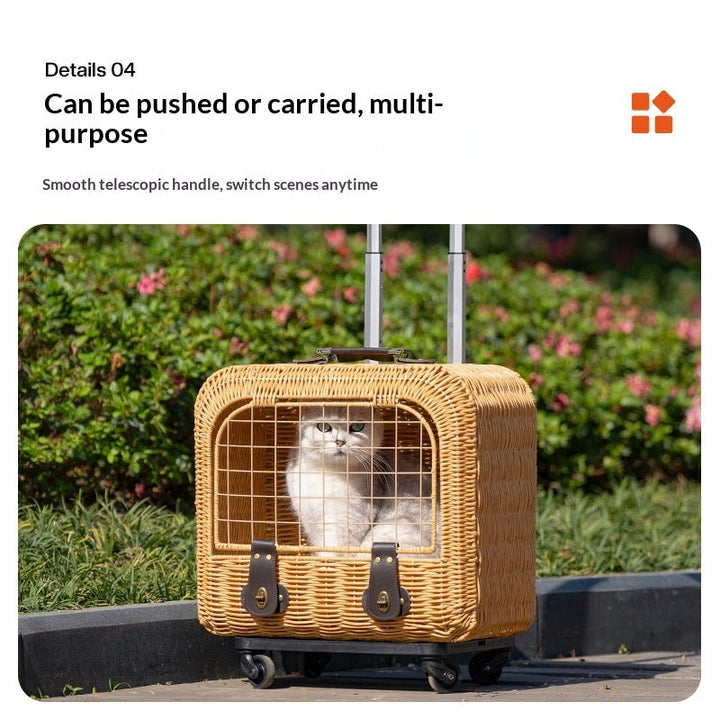 The Ultimate Portable Woven Rattan Pet Carrier for Your Outings