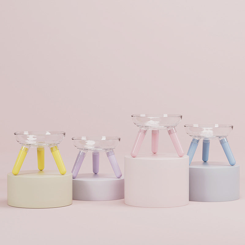 Anti-Tip Transparent Pet Feeding And Drinking Glass Bowl