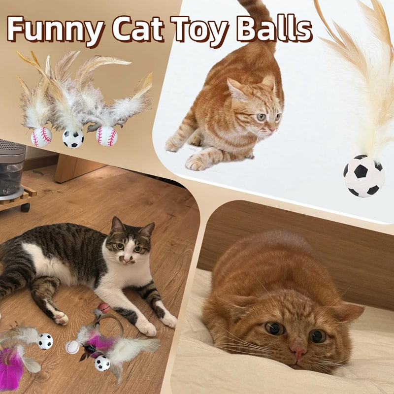 Pet Self Entertainment Feather Bouncy Ball Interactive Toy