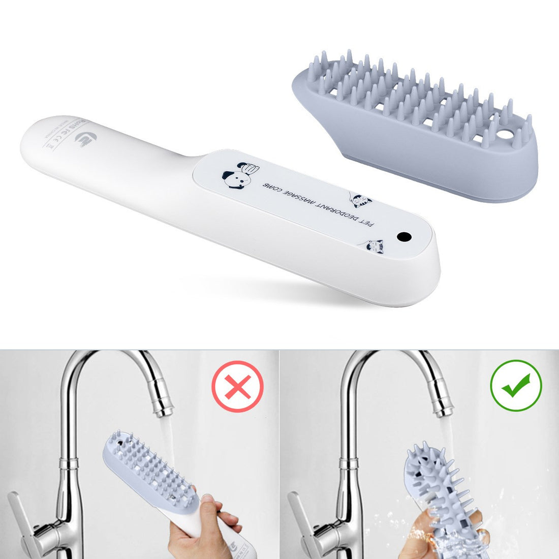 Pet Silicone Massage Brush Comb Deodorizing Sterilizing Fur Removal Handl