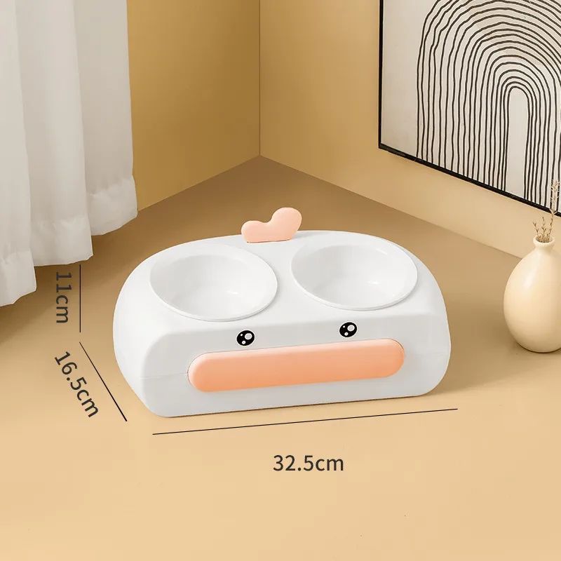 Duck Design Double Bowl Pet Feeding Tray With Water And Food Bowls