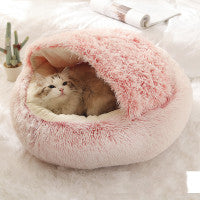 Pet 2 In 1 Round Plush Winter Warm Bed House
