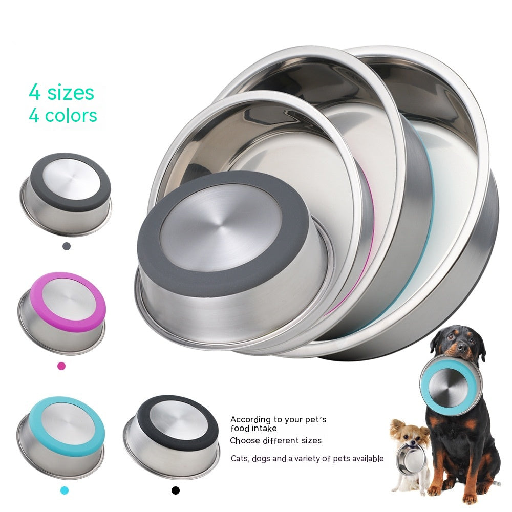 Silicone Stainless Steel Pet Feeding And Drinking Bowl