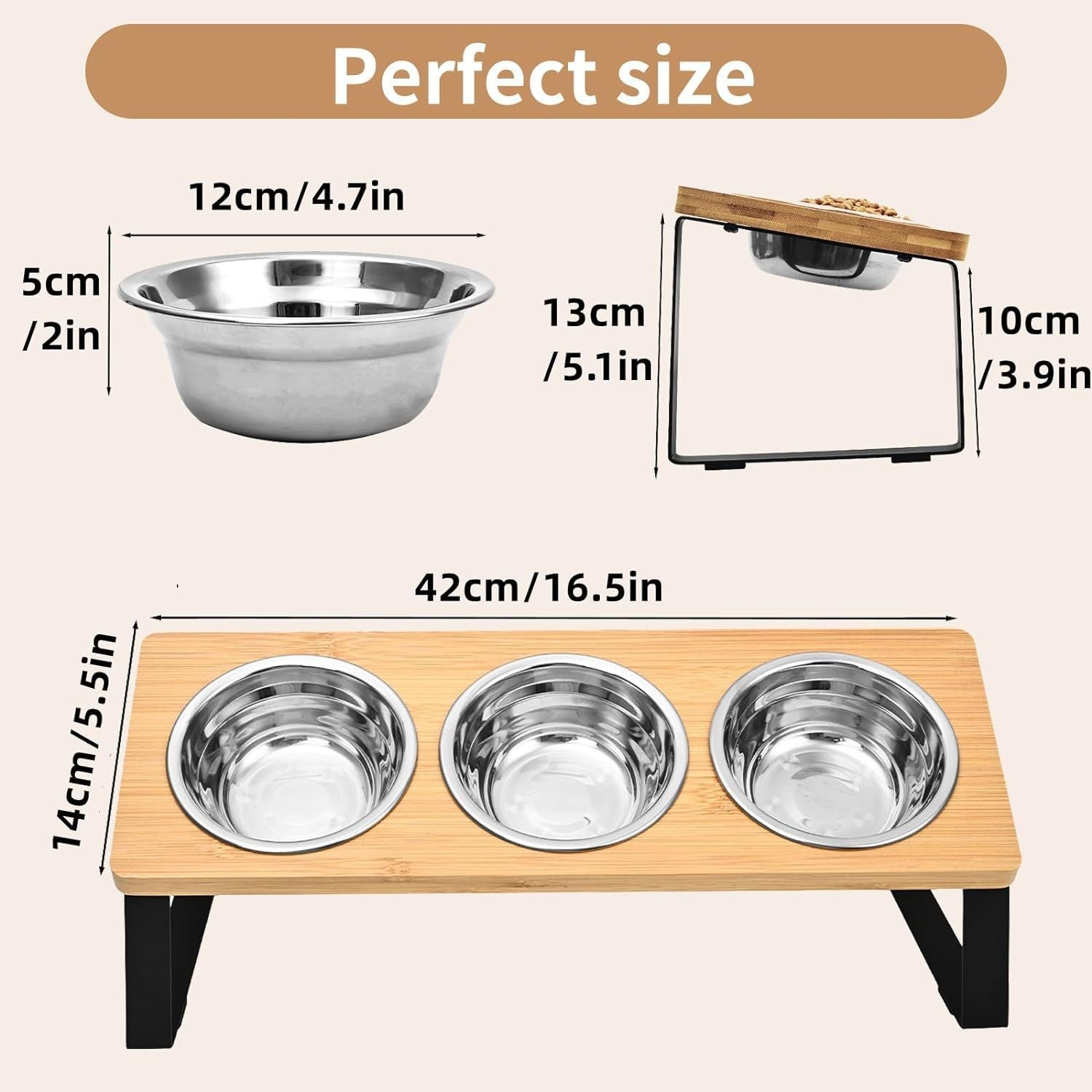 Iron Wood Combined Pet Feeding Rack With Bowl Stand