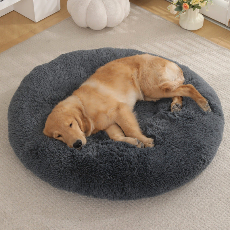 Round Plush Warm Pet Sleeping Mat Bed