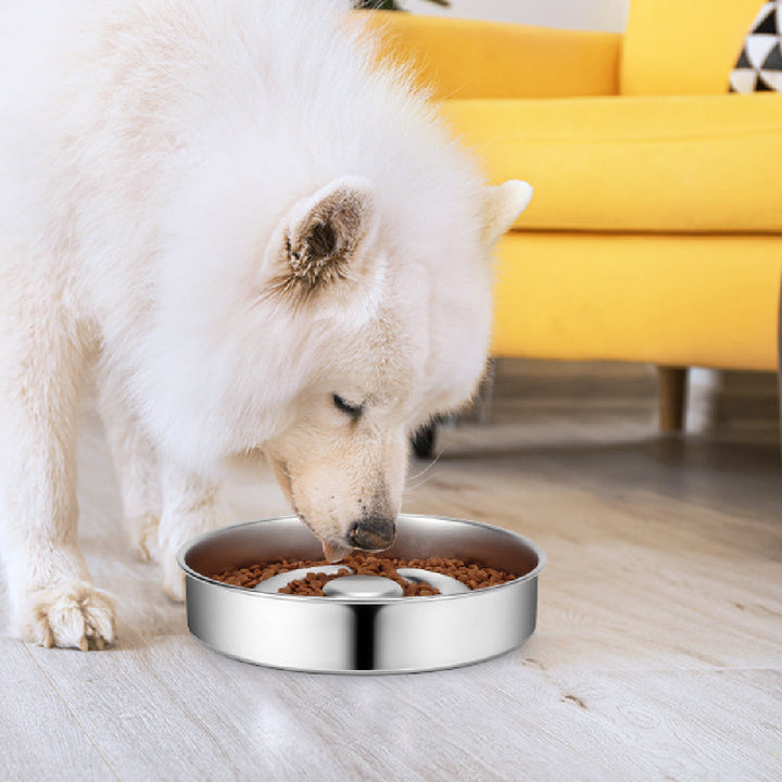 Stainless Steel Pet Slow Feeding Bowl With Neck Protection