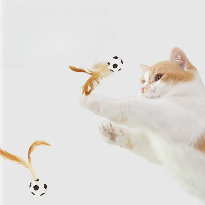 Pet Self Entertainment Feather Bouncy Ball Interactive Toy