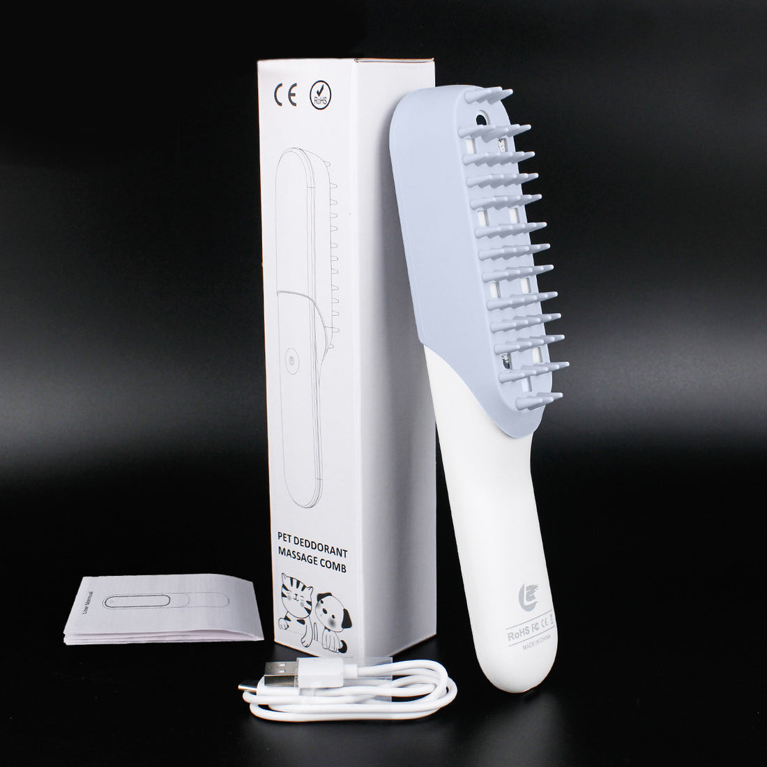 Pet Silicone Massage Brush Comb Deodorizing Sterilizing Fur Removal Handl