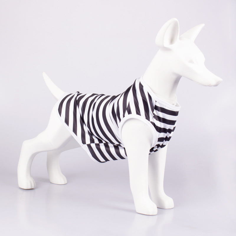Pet Striped Crew Neck Tank T-Shirt Clothing