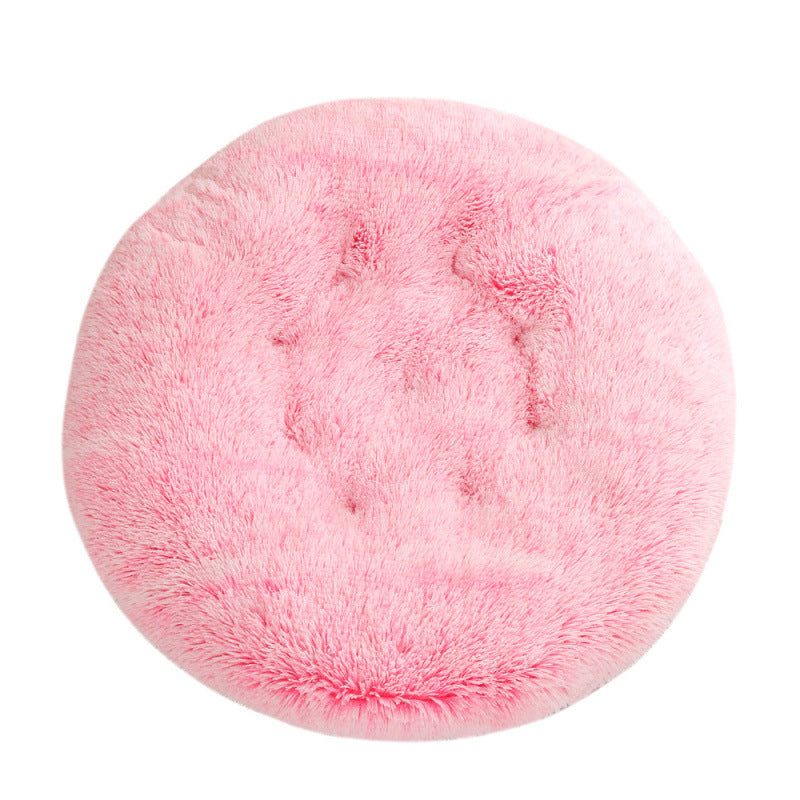 Round Plush Warm Pet Sleeping Mat Bed