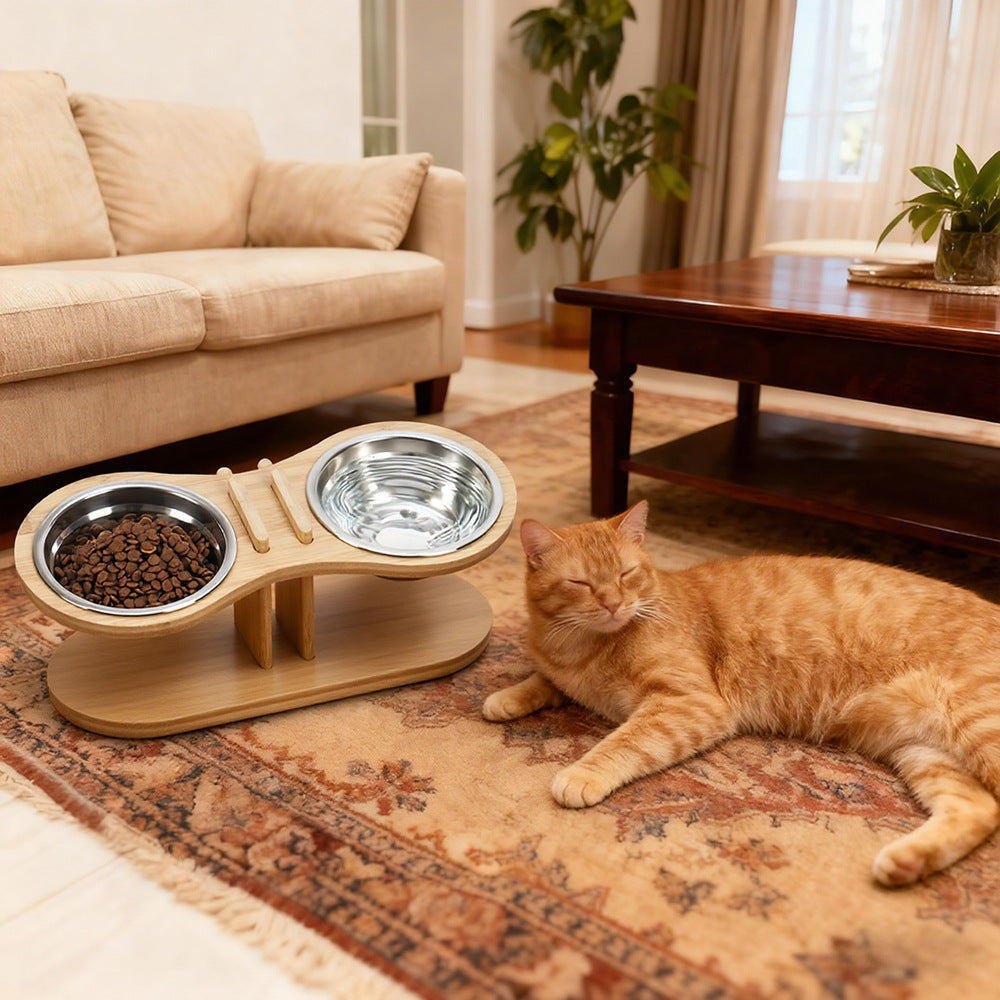 Pet Adjustable Tilted Feeding Stand With Bowl