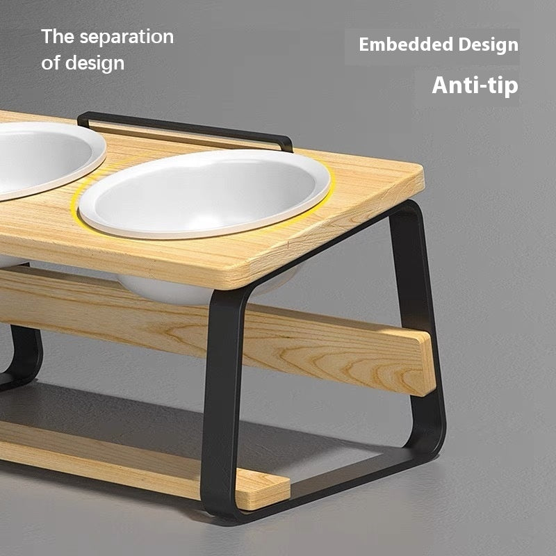 Pet Ceramic Double Bowl Elevated Feeding Stand
