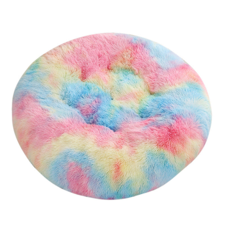 Round Plush Warm Pet Sleeping Mat Bed