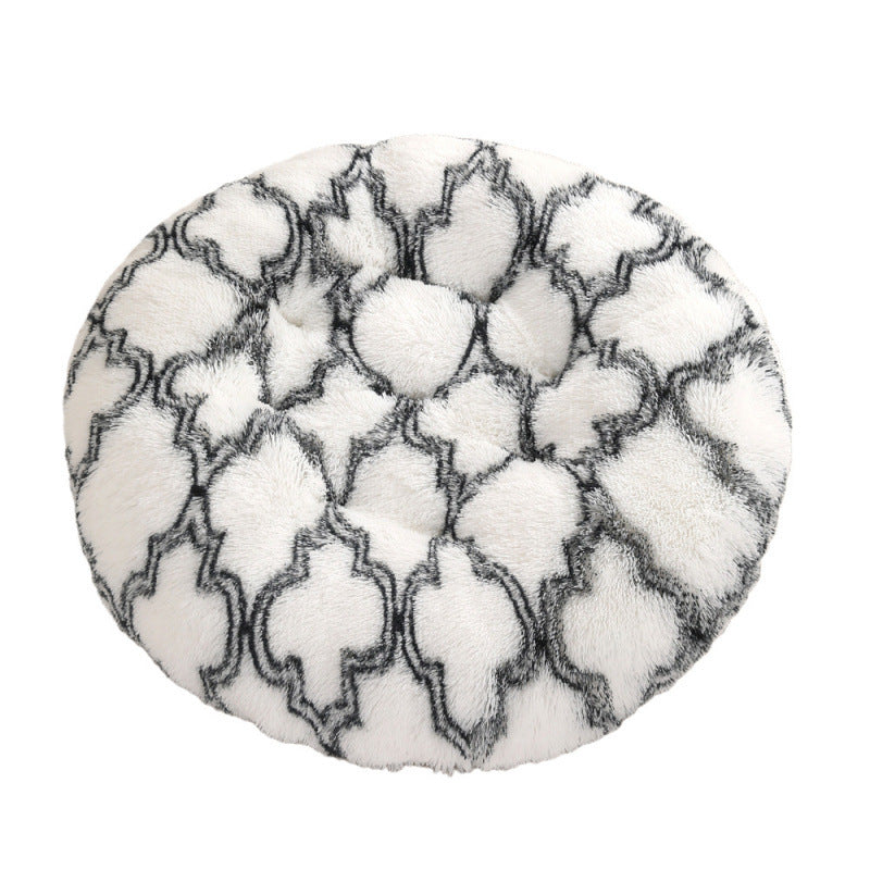 Round Plush Warm Pet Sleeping Mat Bed