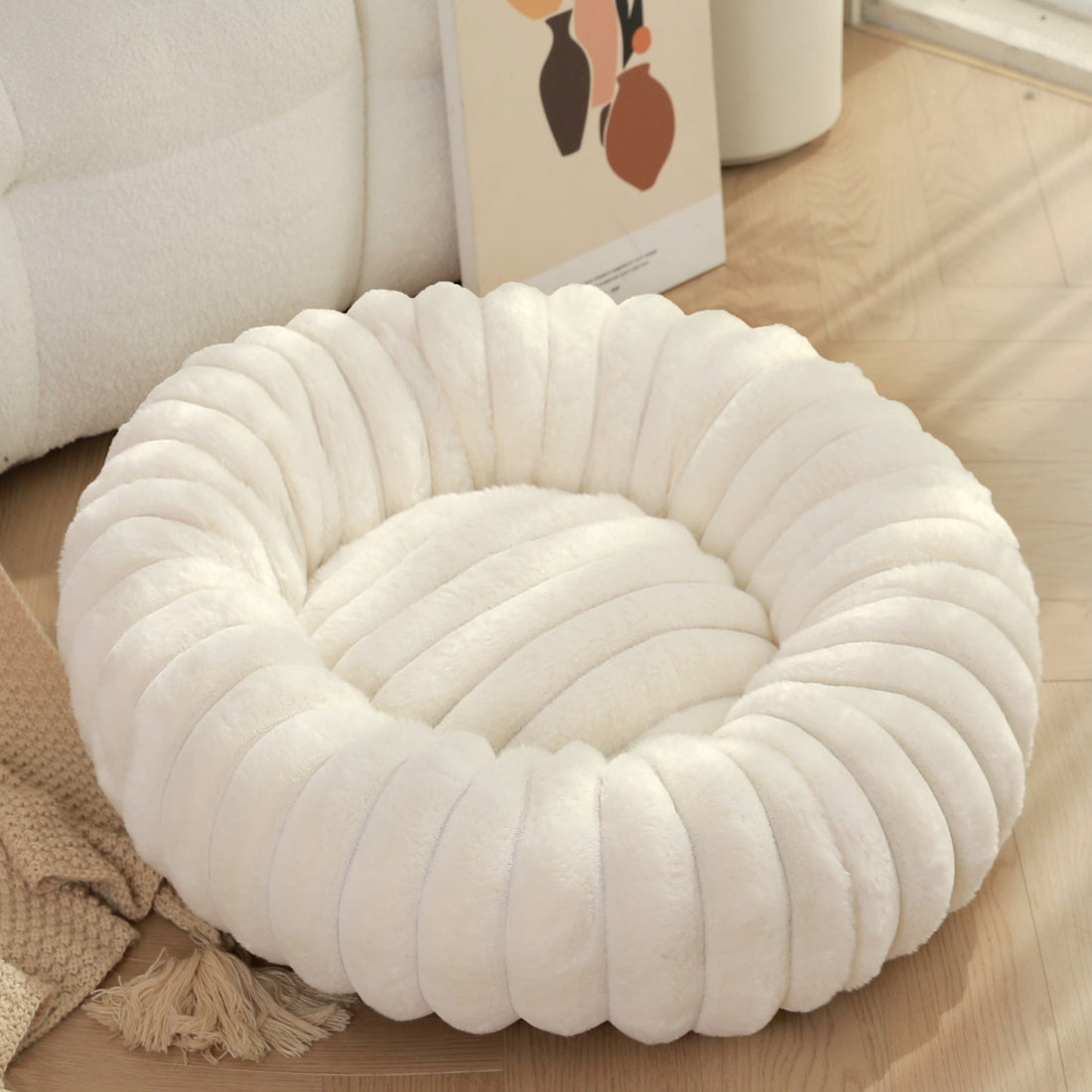 Pet Plush Round Winter Warm Kennel Mat Bed