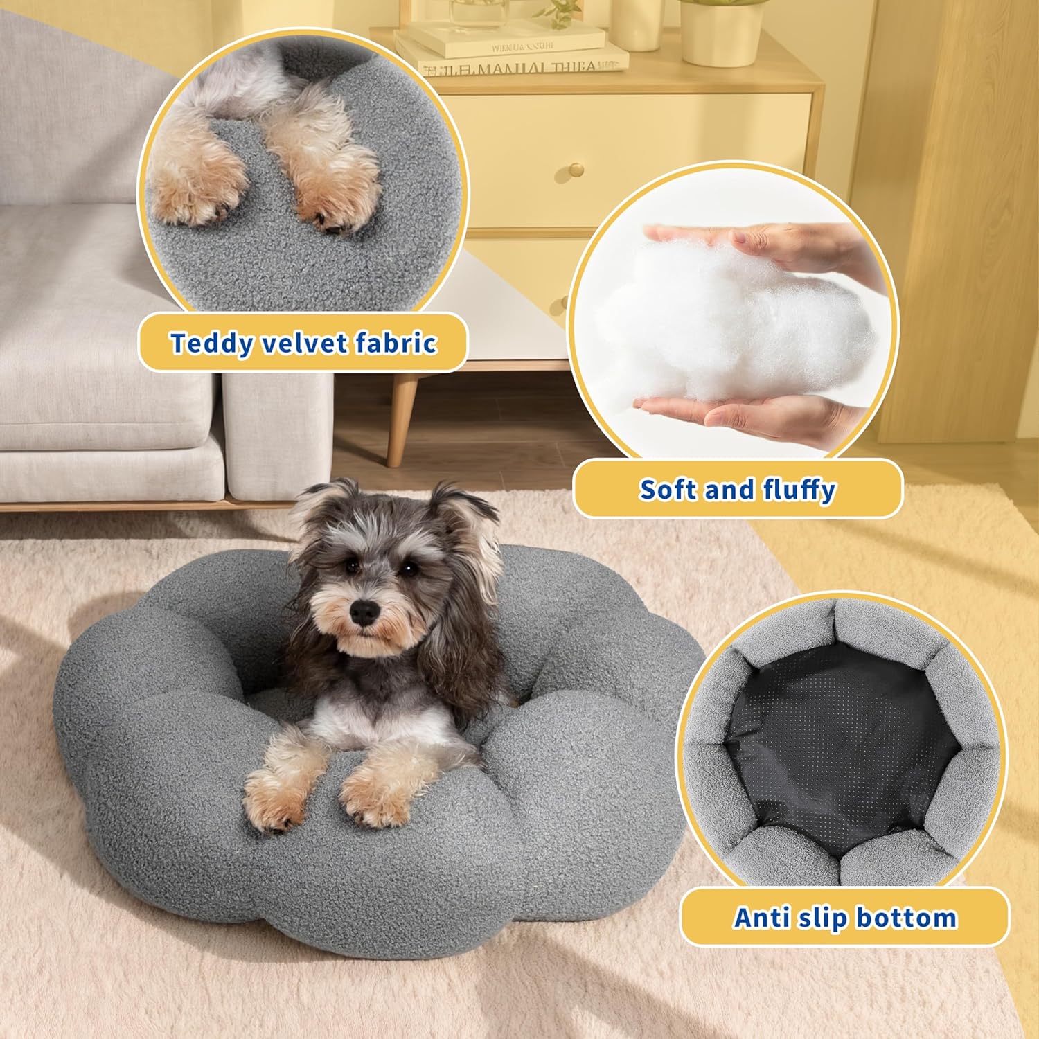Pet Fluffy Round Calming Plush Donut Bed