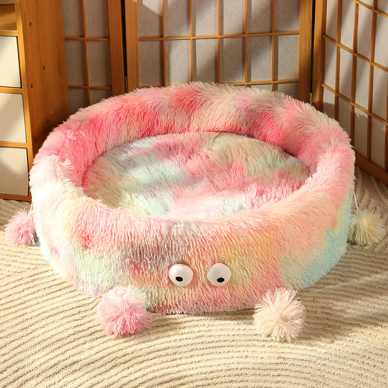 Pet Winter Warm Cute Monster Round Nest Bed