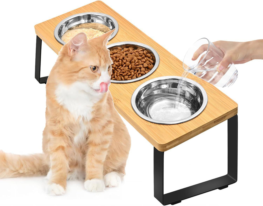 Iron Wood Combined Pet Feeding Rack With Bowl Stand