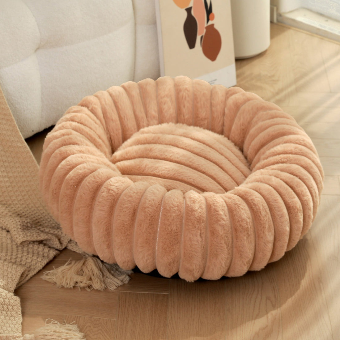 Pet Plush Round Winter Warm Kennel Mat Bed