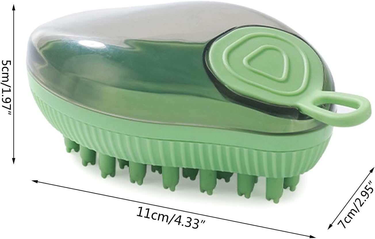 Pet Silicone Bath Massage Brush With Shampoo Dispenser