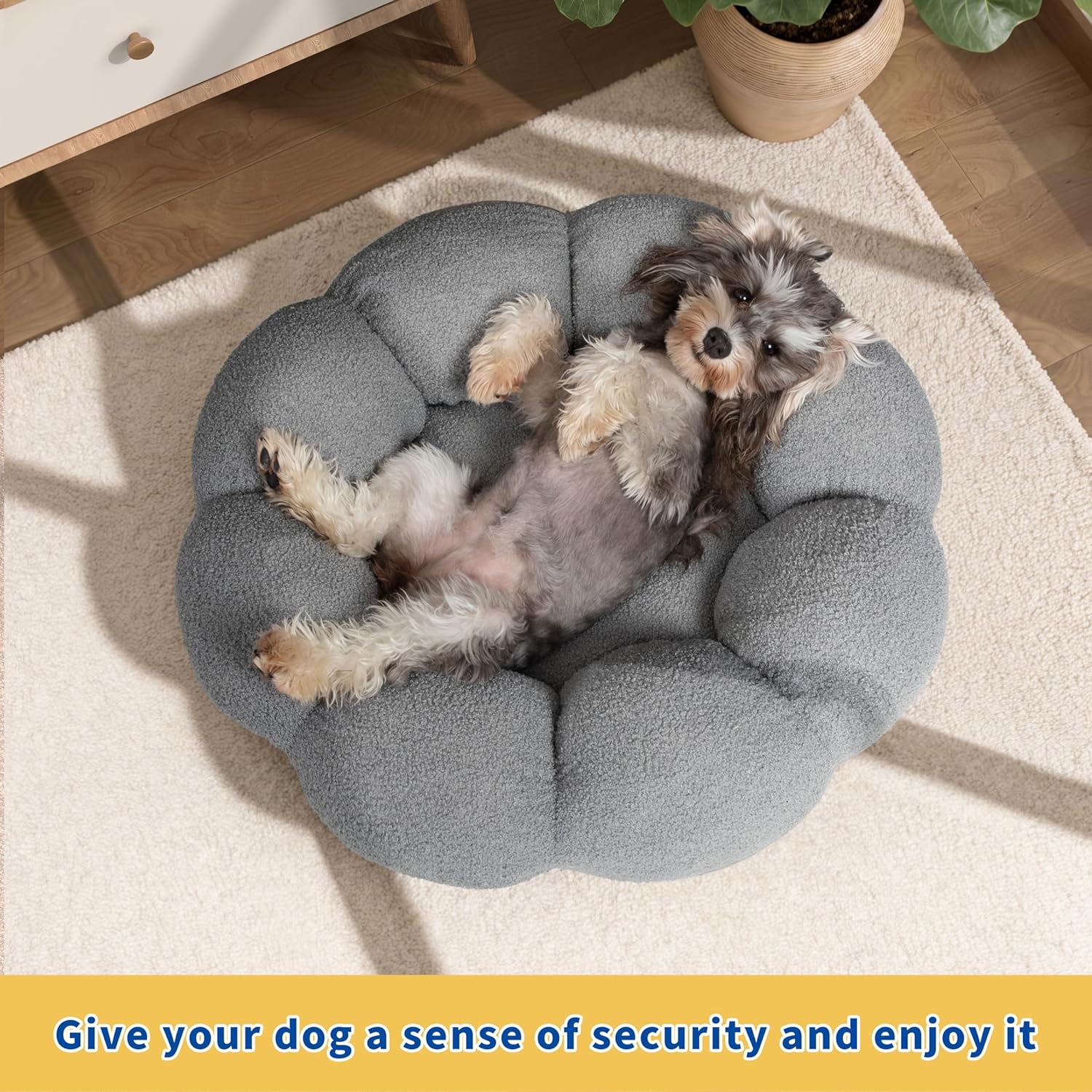 Pet Fluffy Round Calming Plush Donut Bed