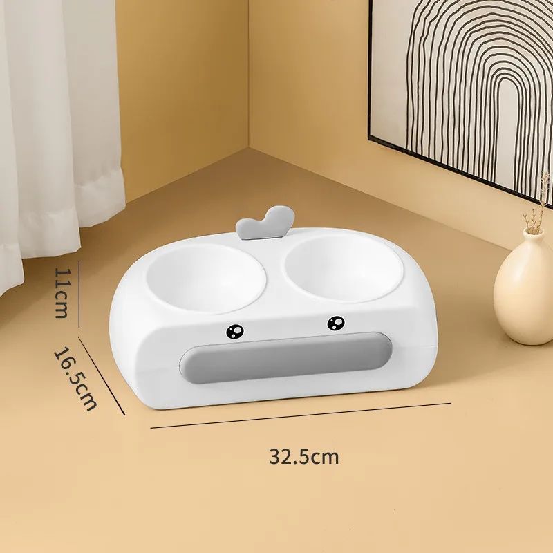 Duck Design Double Bowl Pet Feeding Tray With Water And Food Bowls