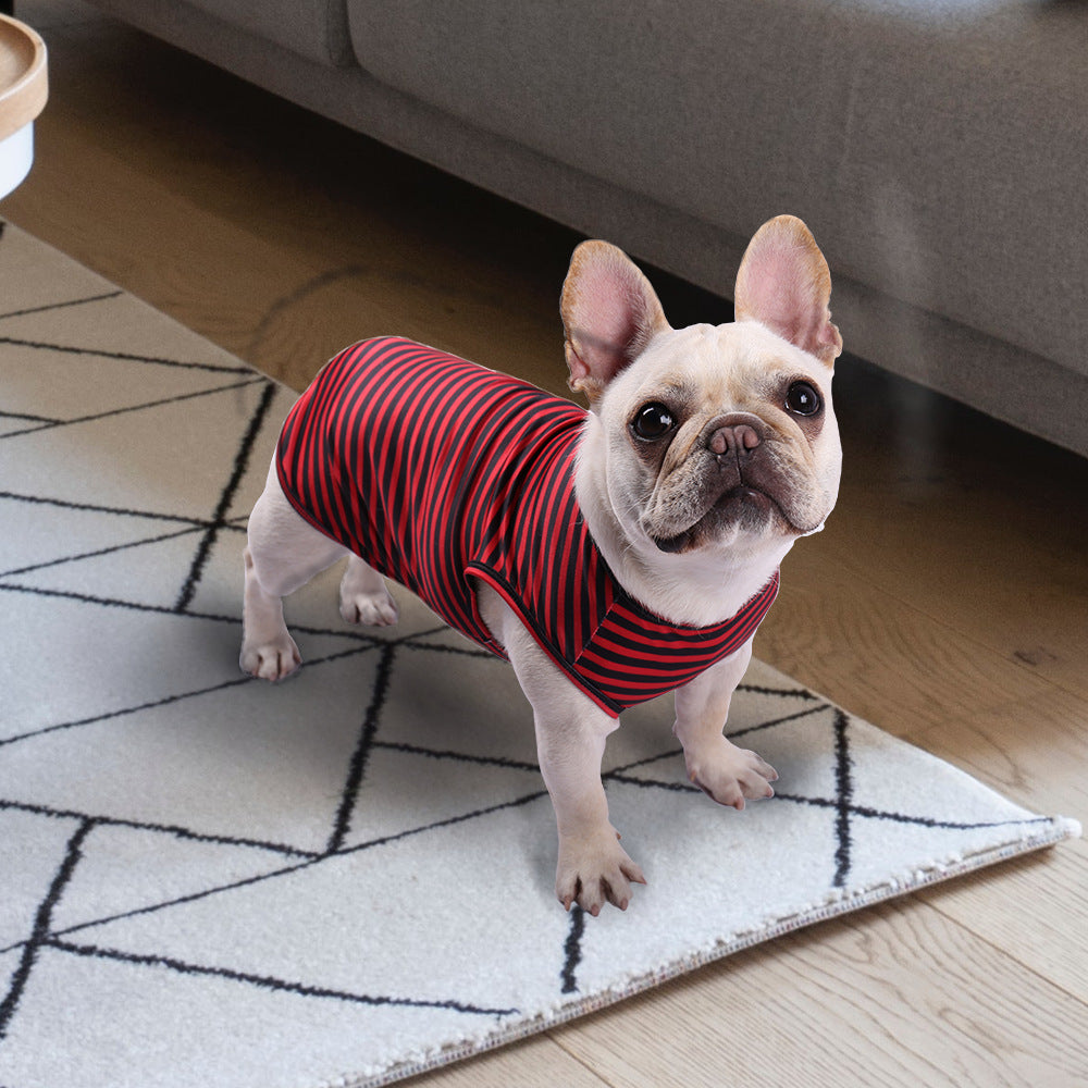 Pet Striped Crew Neck Tank T-Shirt Clothing