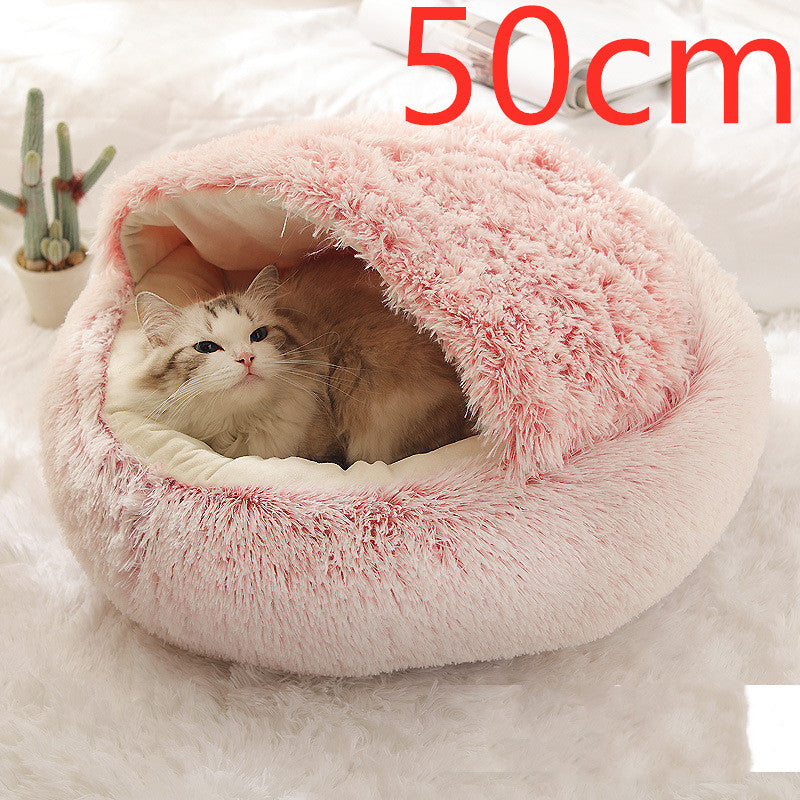 Pet 2 In 1 Round Plush Winter Warm Bed House