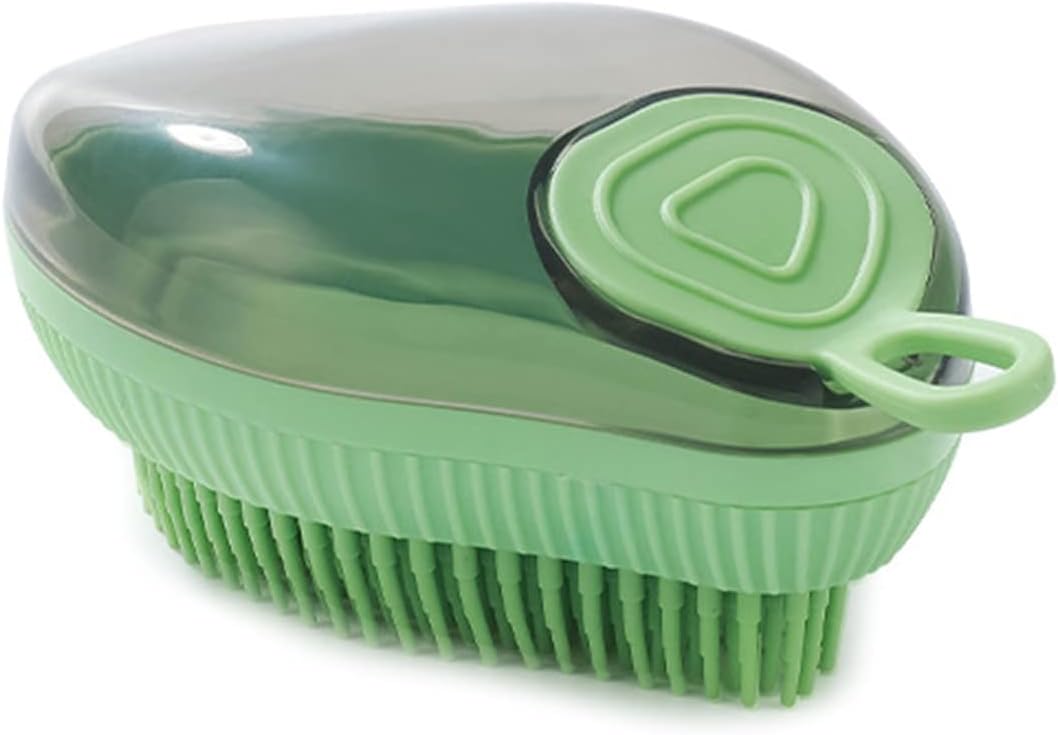 Pet Silicone Bath Massage Brush With Shampoo Dispenser