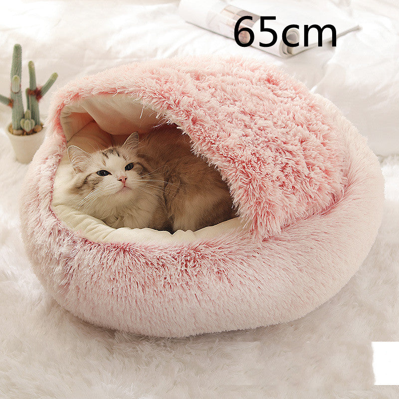 Pet 2 In 1 Round Plush Winter Warm Bed House