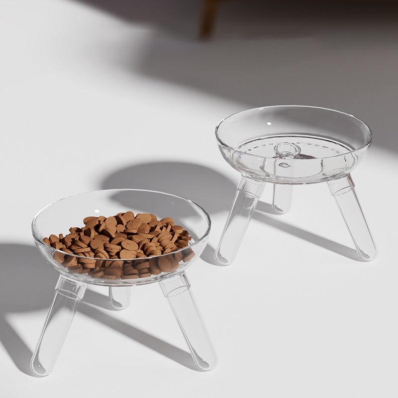 Anti-Tip Transparent Pet Feeding And Drinking Glass Bowl