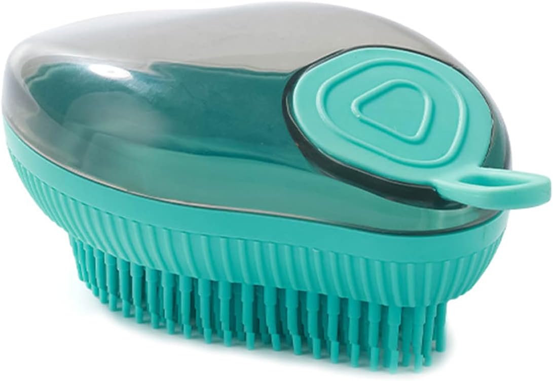 Pet Silicone Bath Massage Brush With Shampoo Dispenser