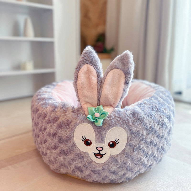 Pet Cartoon Plush Round Four Season Nest Bed