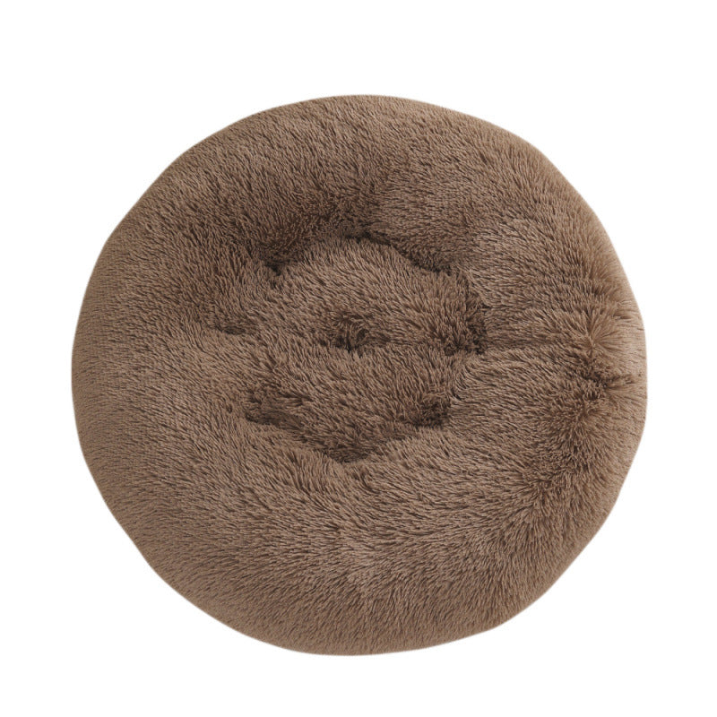 Round Plush Warm Pet Sleeping Mat Bed