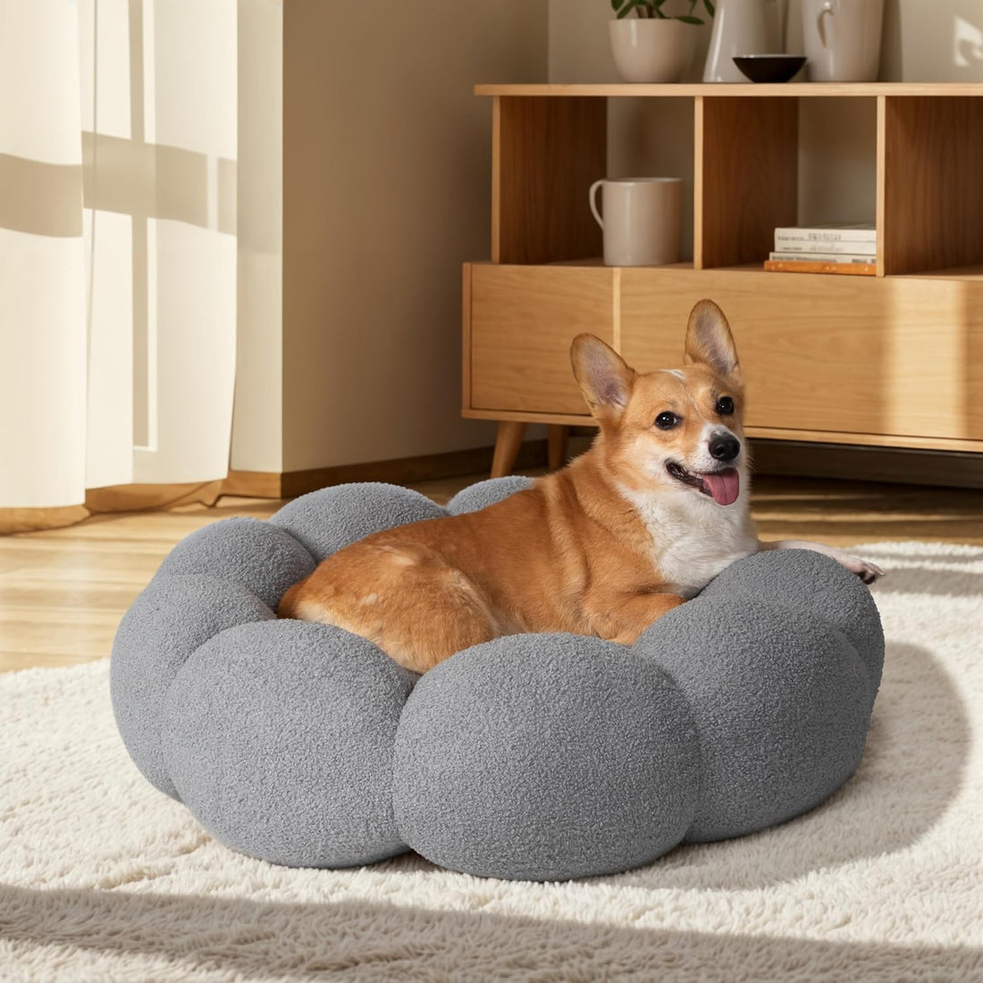 Pet Fluffy Round Calming Plush Donut Bed