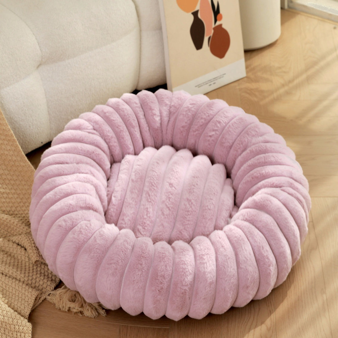 Pet Plush Round Winter Warm Kennel Mat Bed
