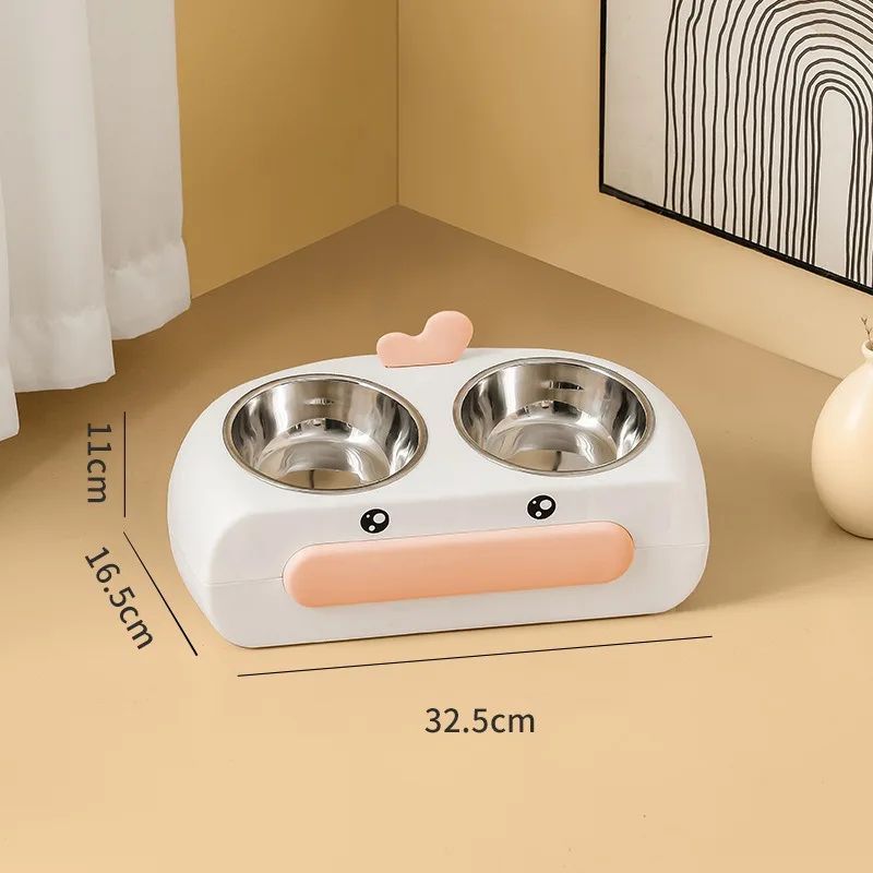 Duck Design Double Bowl Pet Feeding Tray With Water And Food Bowls