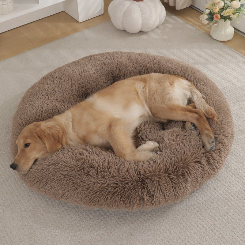 Round Plush Warm Pet Sleeping Mat Bed