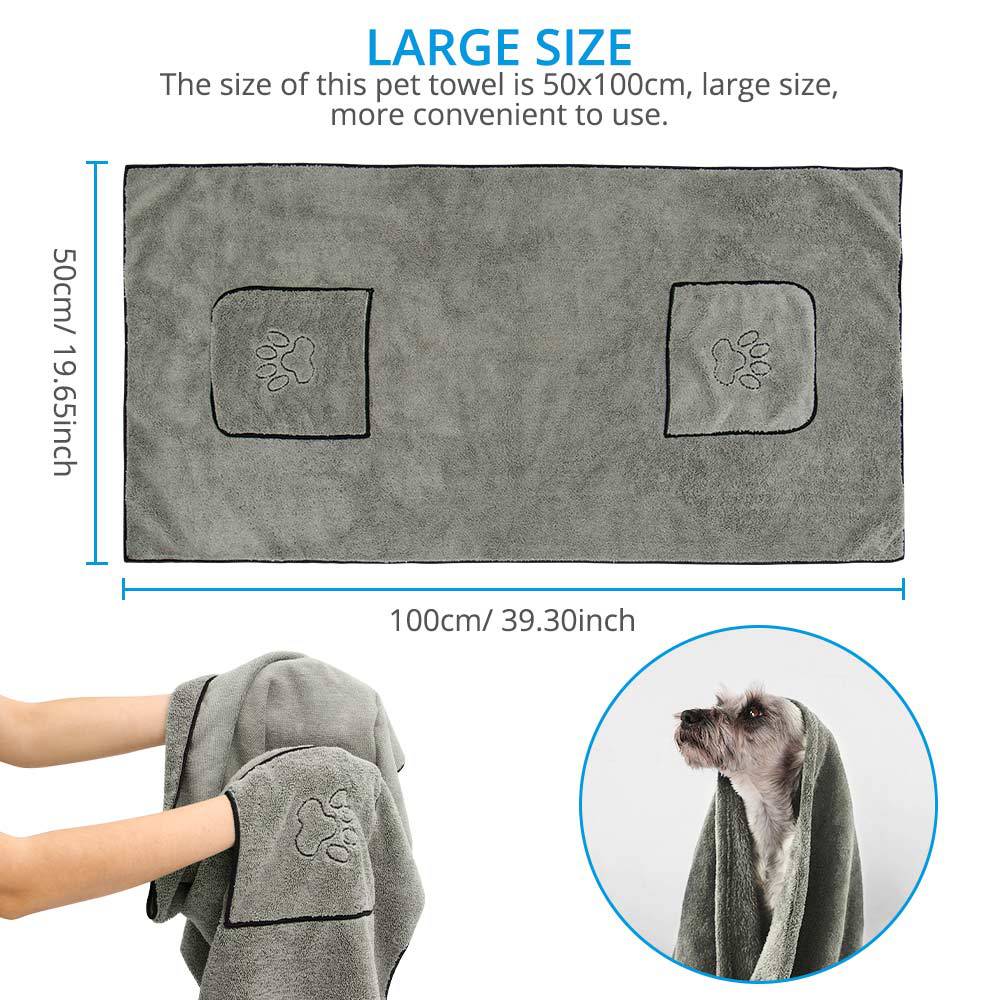 Pet Super Absorbent Bathrobe Bath Towel For Grooming