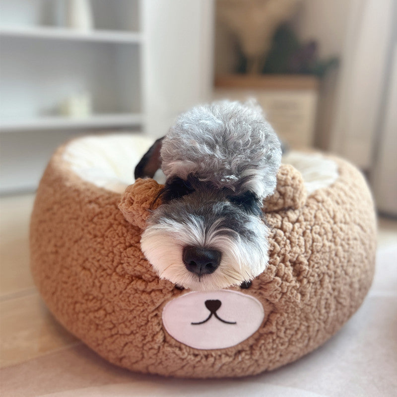 Pet Cartoon Plush Round Four Season Nest Bed