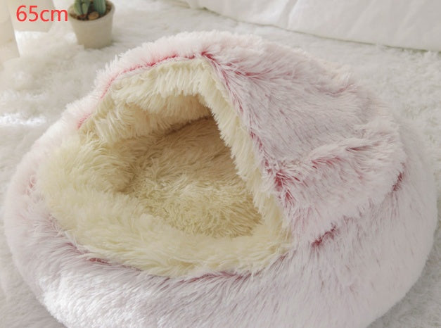 Pet 2 In 1 Round Plush Winter Warm Bed House