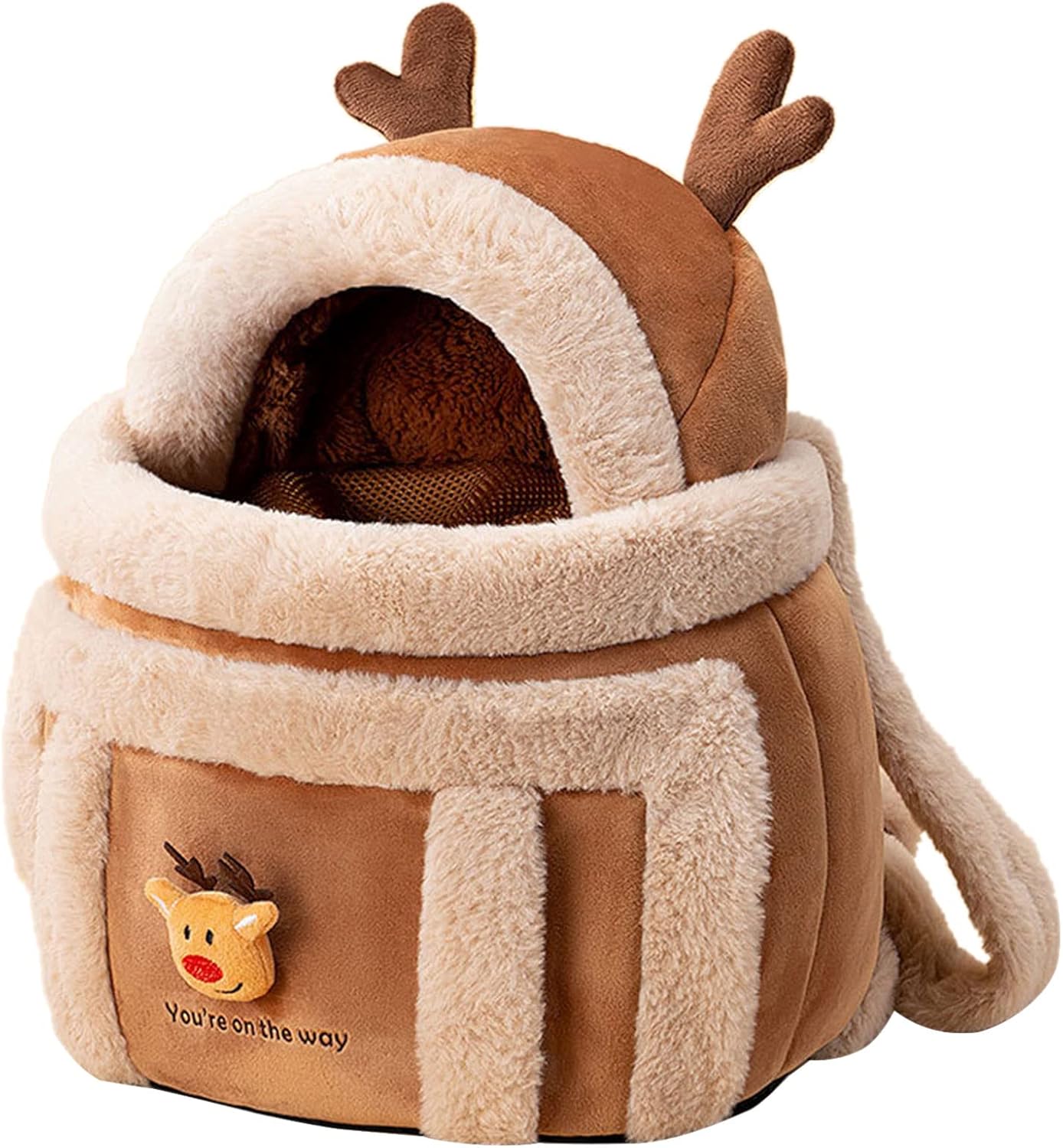 Plush Pet Travel Backpack Carrier With Hand Warmers