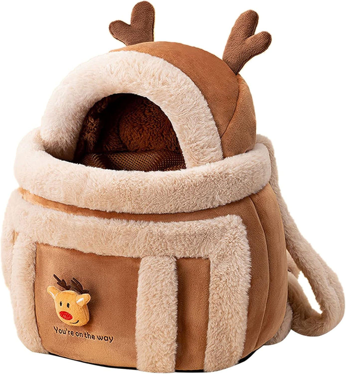 Plush Pet Travel Backpack Carrier With Hand Warmers
