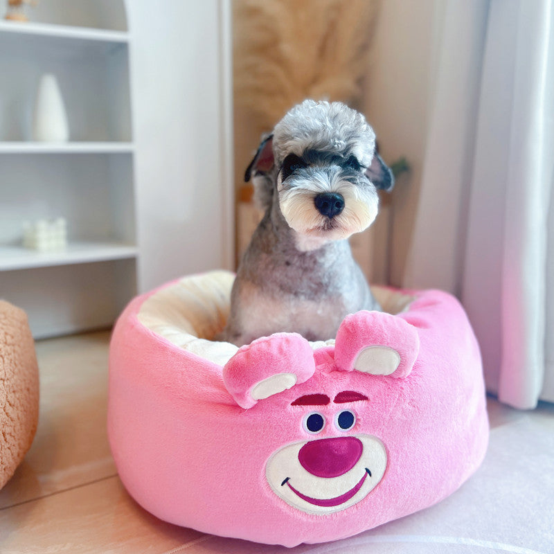 Pet Cartoon Plush Round Four Season Nest Bed
