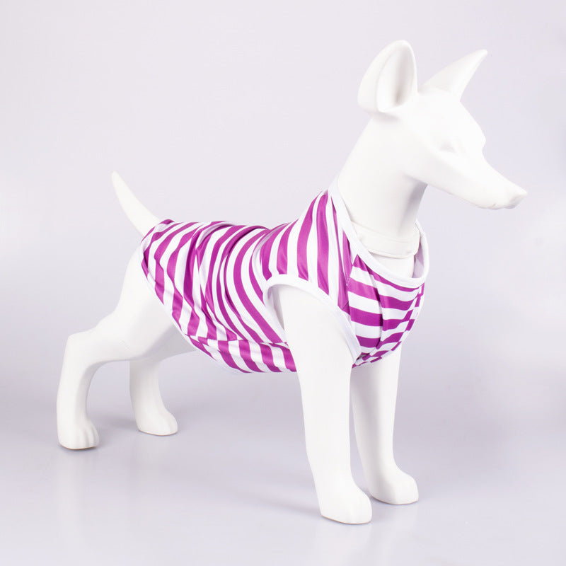 Pet Striped Crew Neck Tank T-Shirt Clothing