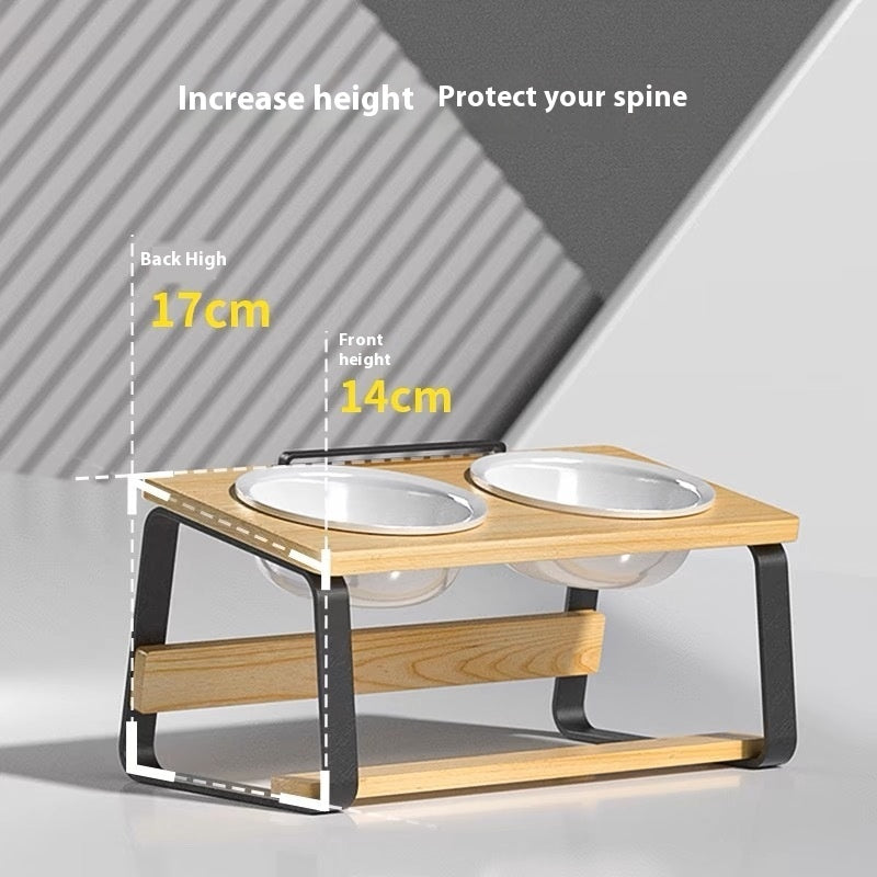 Pet Ceramic Double Bowl Elevated Feeding Stand