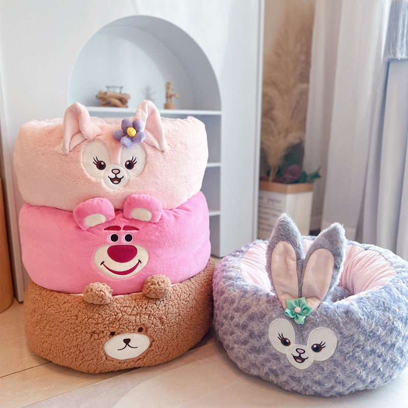 Pet Cartoon Plush Round Four Season Nest Bed