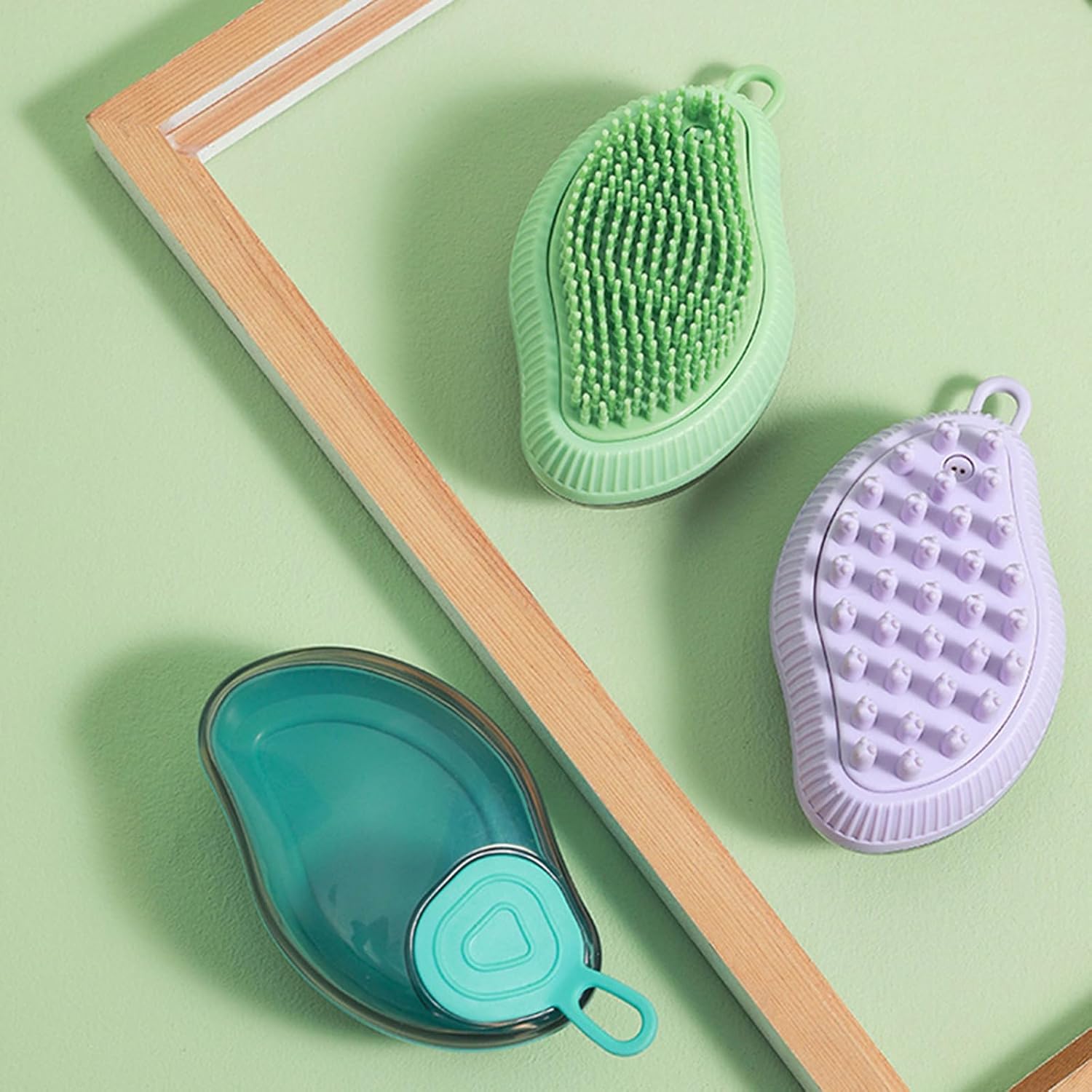 Pet Silicone Bath Massage Brush With Shampoo Dispenser